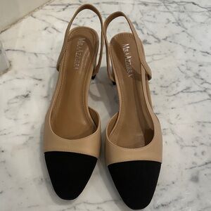 Nude and Black Slingback Heels